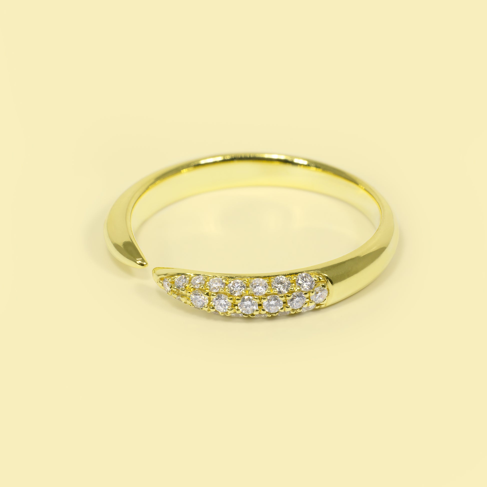 Viki Open Claw Stackable Lab-grown Diamond Ring Handcrafted in 14K or 18K Solid Gold by Earthena Jewelry