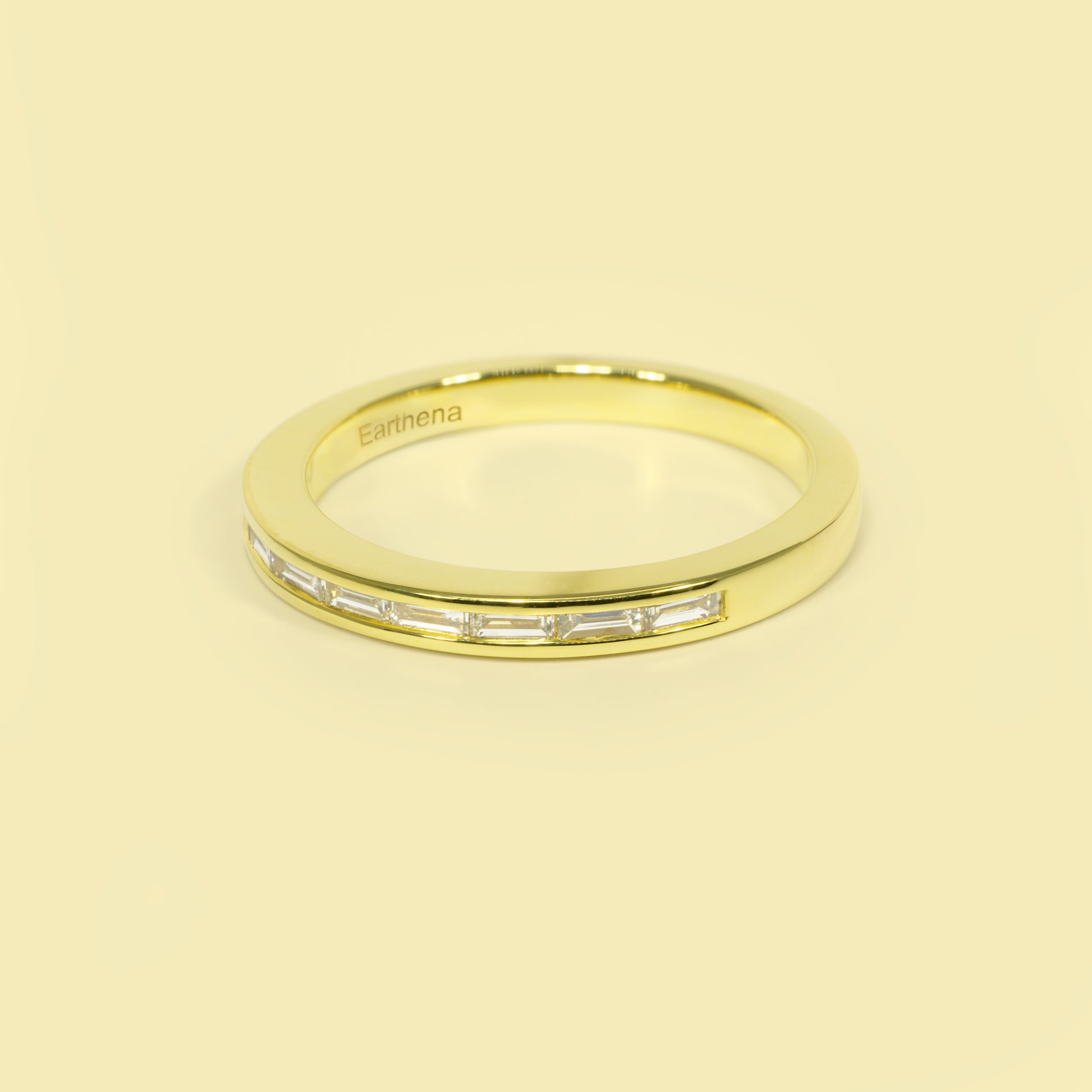 Zoe East-West Stackable Baguette Channel-set Lab-grown Diamond Ring Handcrafted in 14K or 18K Solid Gold by Earthena Jewelry