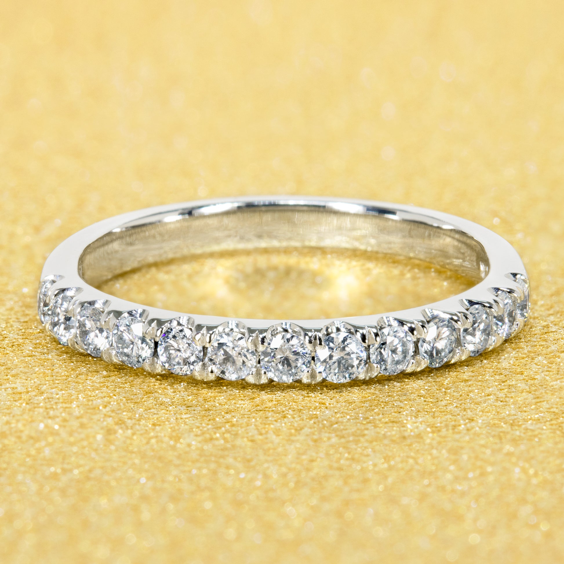 14K Gold The Elsa, Stackable U-Prong Stackable Diamond Wedding Band | Earthena Jewelry