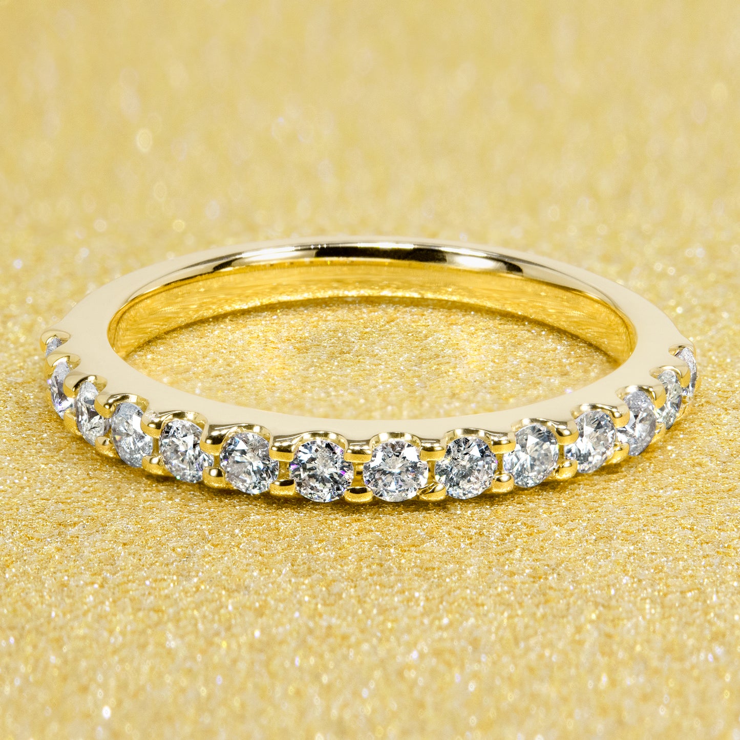Classic Stackable Shared-Prong Diamond Wedding Band | Earthena Jewelry