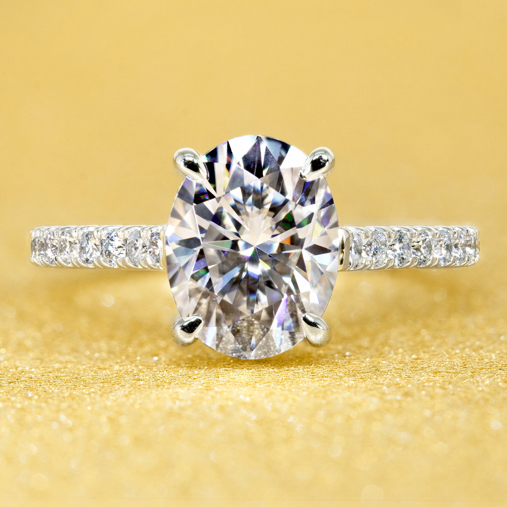 Classic 2ct Oval-cut Hidden Halo Engagement Ring | Earthena Jewelry