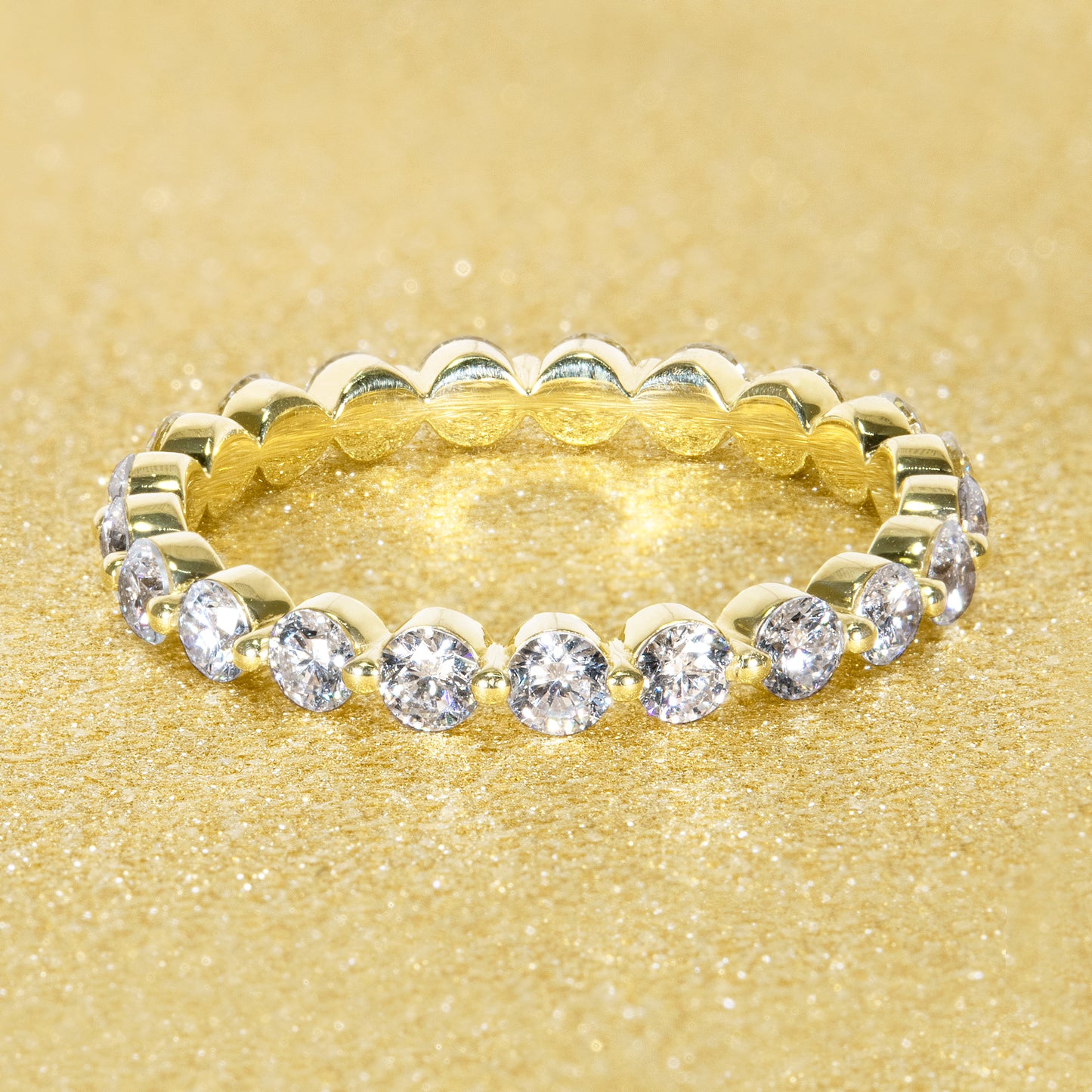 14K Gold Popular Stackable Floating Diamond Eternity Band | Earthena Jewelry