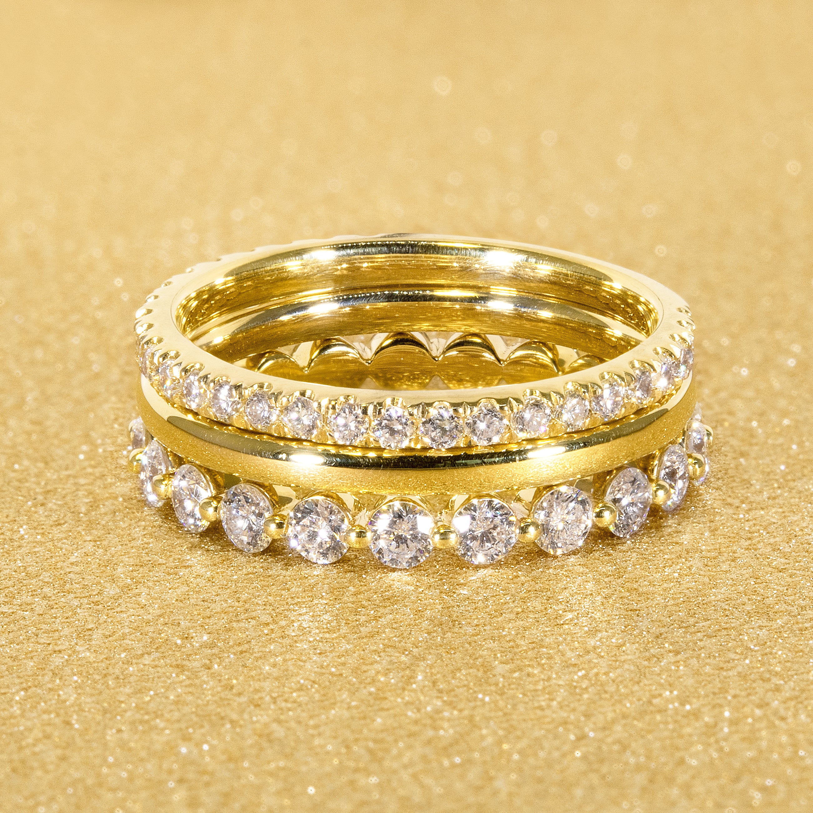 14K Gold Popular Stackable Floating Diamond Eternity Band | Earthena Jewelry