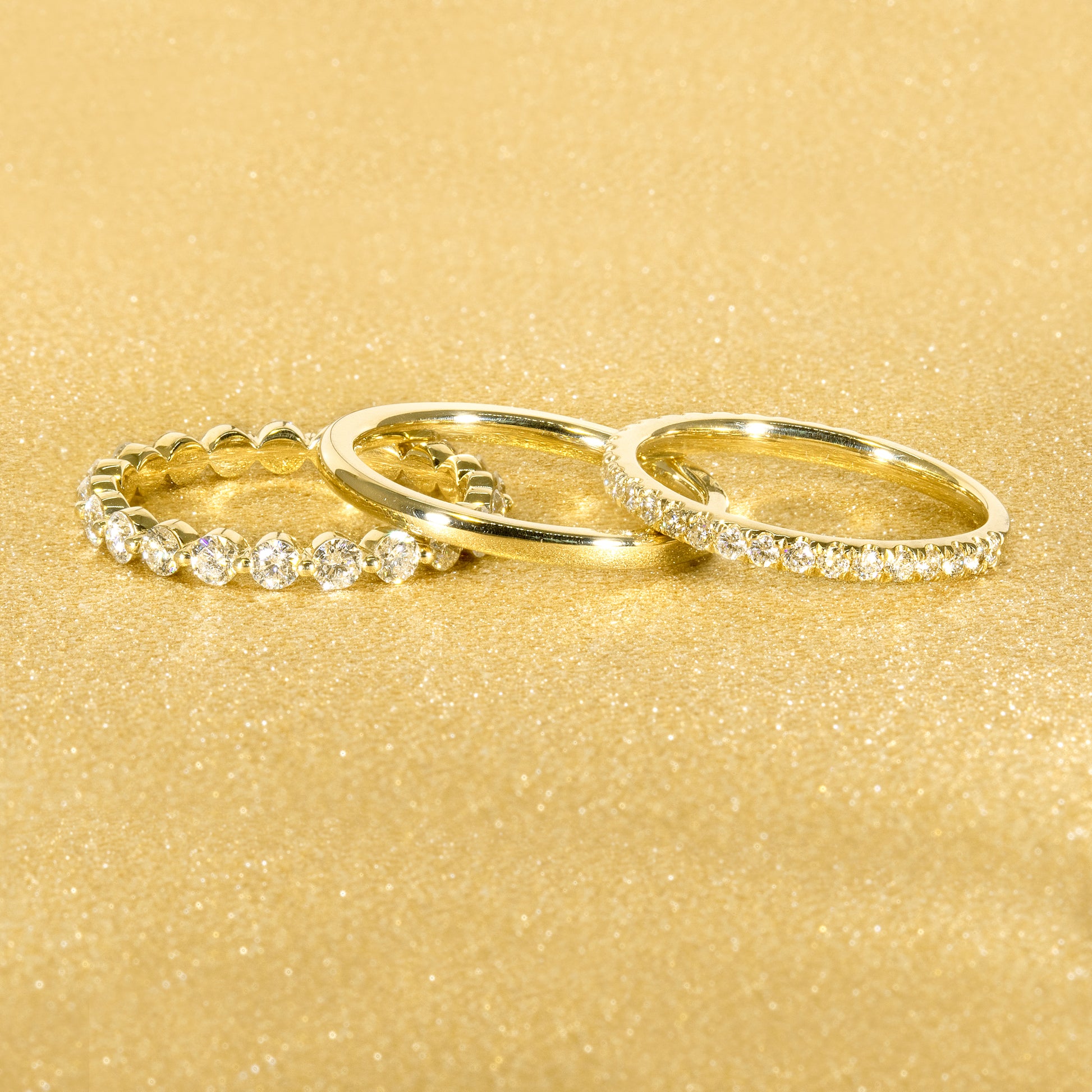14K Gold Semi-Eternity Stackable Diamond Wedding Band | Earthena Jewelry