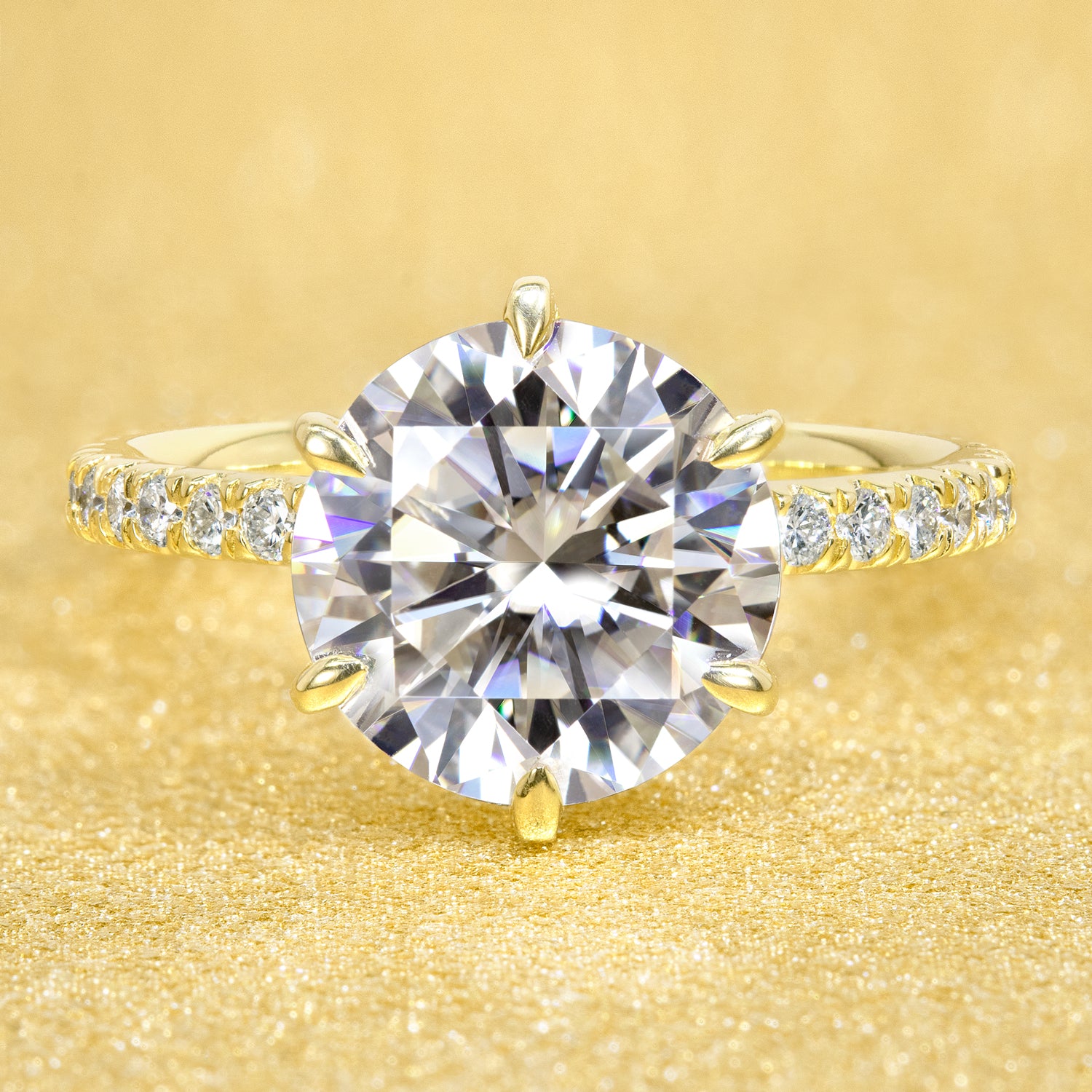 Classic Six-Prong 3ct Round Brilliant-cut Hidden Eternity Halo Engagement Ring | Earthena Jewelry