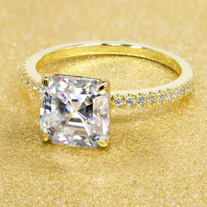 The Seren 2.25ct Asscher-cut Moissanite and Diamond Minimalistic Slim Basket Engagement Ring | Earthena Jewelry