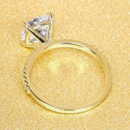 14K Gold Classic 2.7ct Radiant-cut Minimalistic Slim Basket Moissanite and Diamond Engagement Ring | Earthena Jewelry