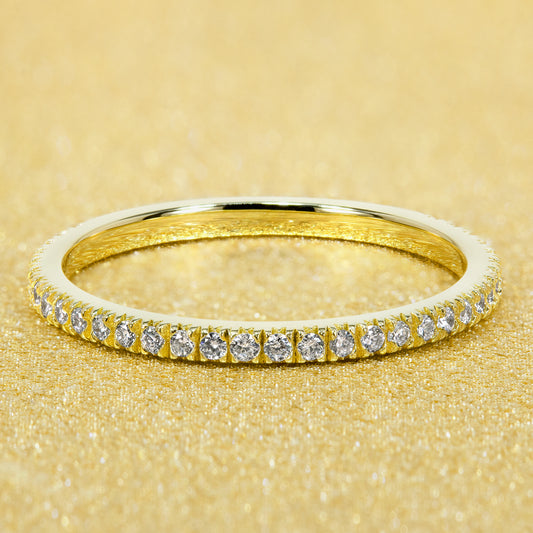 The Stella, French Pave Wedding Band in 14K or 18K Gold | Earthena Jewelry