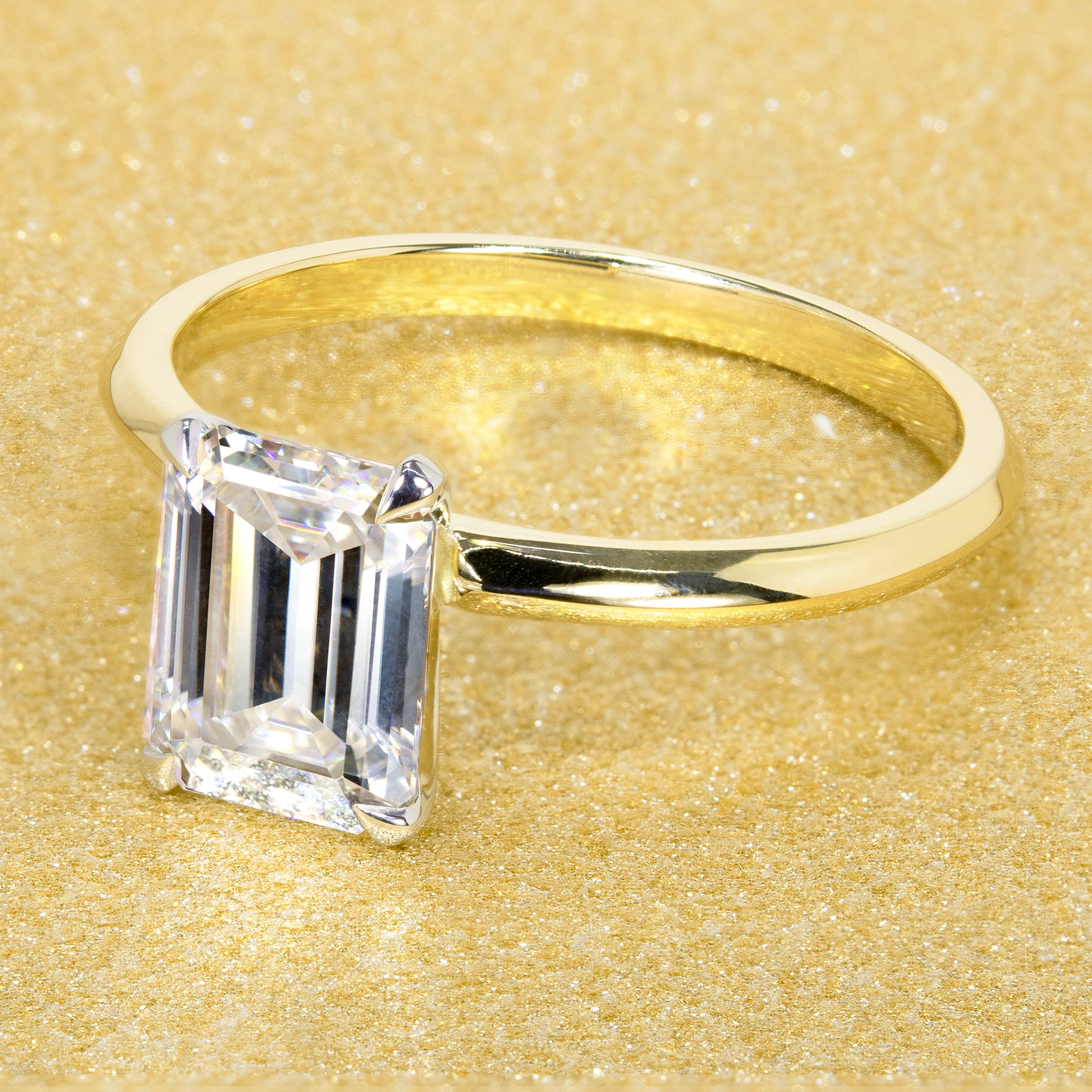 14K Gold Classic 1.75ct Emerald-cut Classic Knife-Edge Solitaire Engagement Ring | Earthena Jewelry