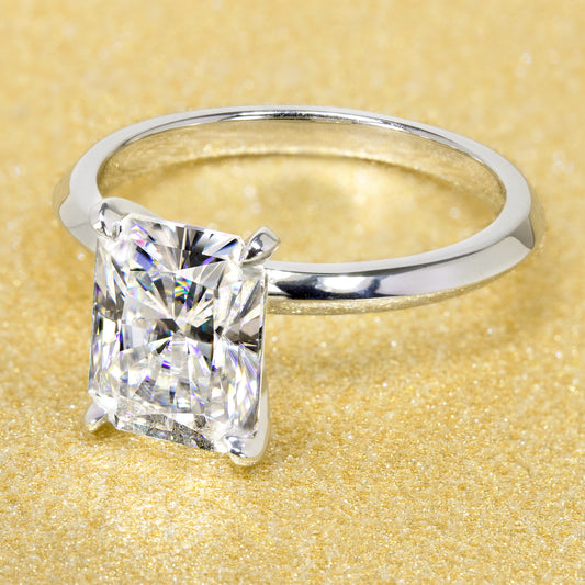 14K Gold Classic 2.7ct Radiant-cut Classic Knife-Edge Moissanite Solitaire Engagement Ring | Earthena Jewelry