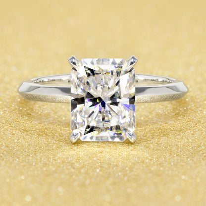 14K Gold Classic 2.7ct Radiant-cut Classic Knife-Edge Moissanite Solitaire Engagement Ring | Earthena Jewelry