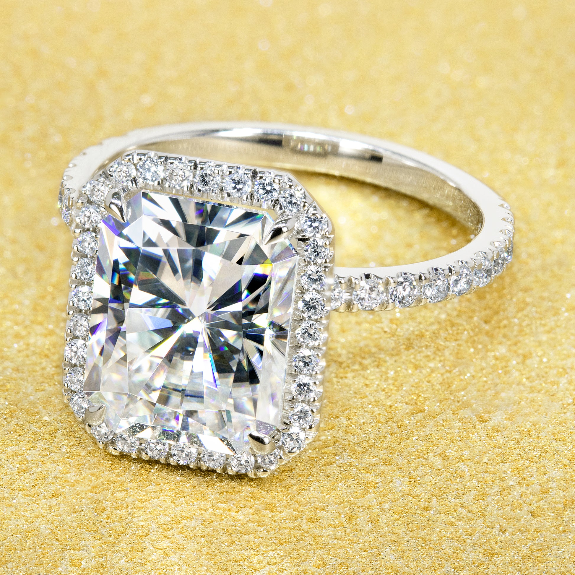 4ct Radiant-cut Classic Halo Engagement Ring | Earthena Jewelry