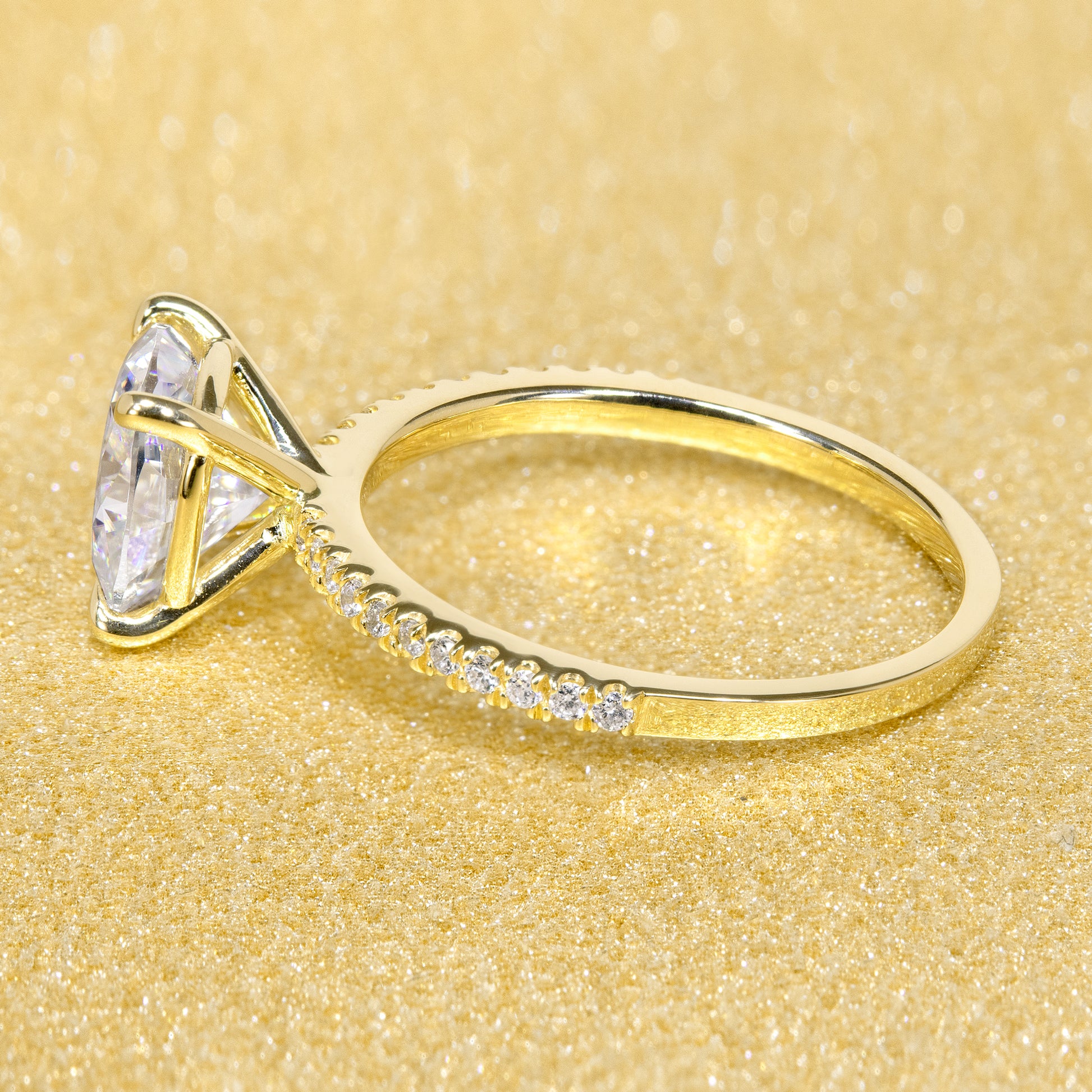 14K Gold Classic 2ct Oval-cut Minimalistic Slim Basket Moissanite and Diamond Engagement Ring | Earthena Jewelry