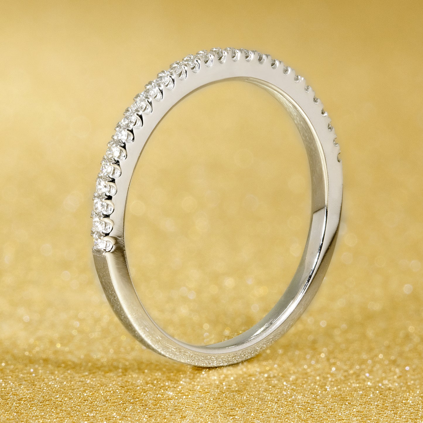 14K Gold Minimalistic Stackable Slim and Dainty Diamond Wedding Band | Earthena Jewelry